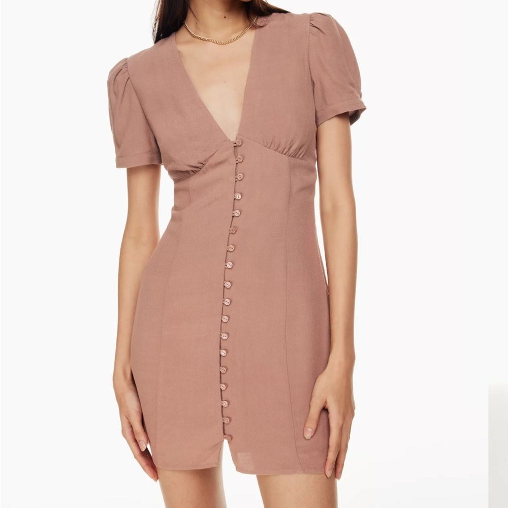Aritzia V neck mini dress size 0 chocolate color